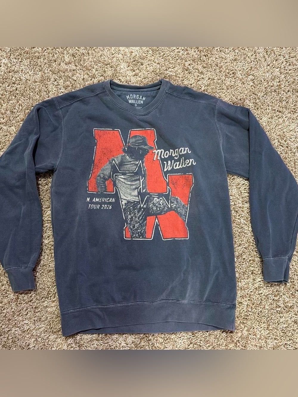 Morgan Wallen Navy Sweatshirt 2026 Still the Problem Tour, Size small